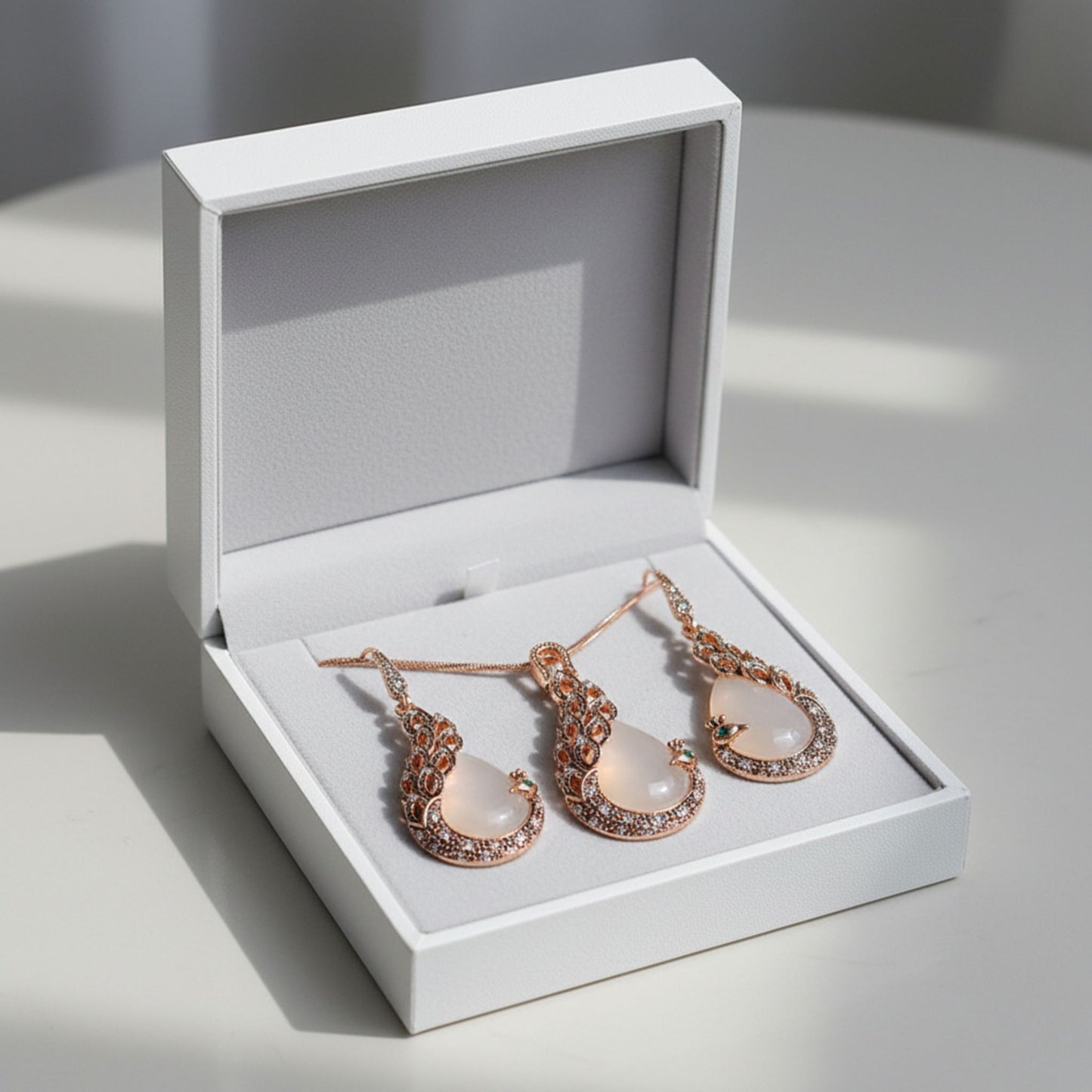 Elegant Peacock Crystal Jewelry Set