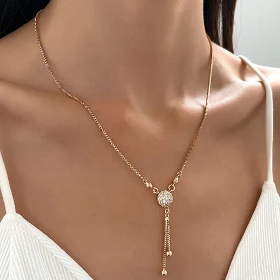 Vintage Golden Crystal Necklace-Lydieannejewelry