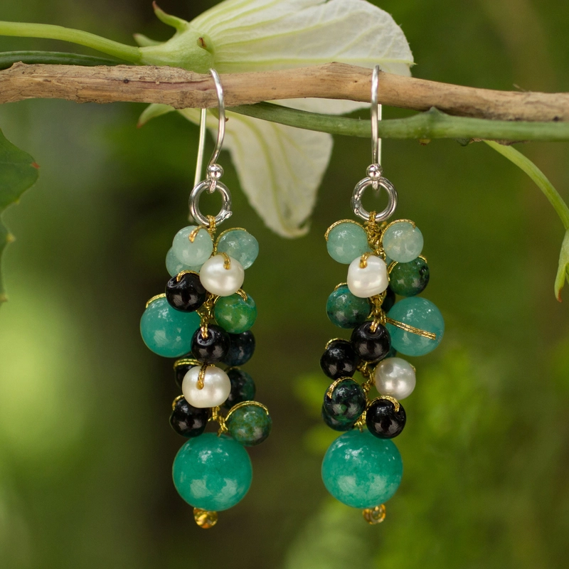 Vintage Green Grapes Earrings-Lydieannejewelry