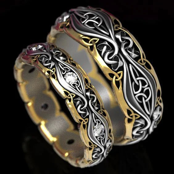 Vintage Couple Gold & Silver Ring-Lydieannejewelry