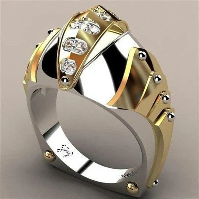 Vintage Gold & Silver Bright Zirconia Ring-Lydieannejewelry
