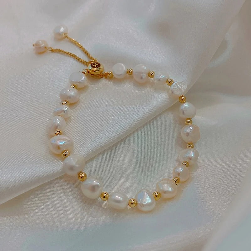 Vintage White Pearl & Gold Bracelet-Lydieannejewelry