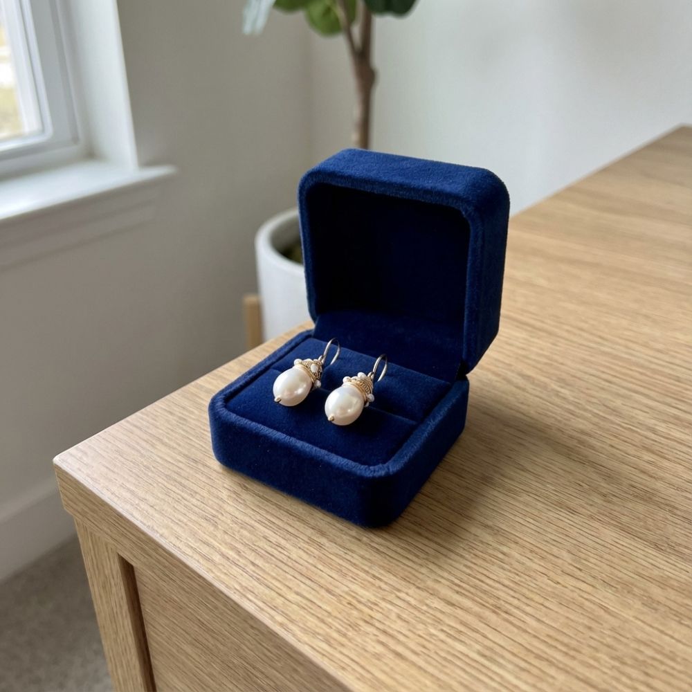 Vintage Pearl Golden Threads Earrings