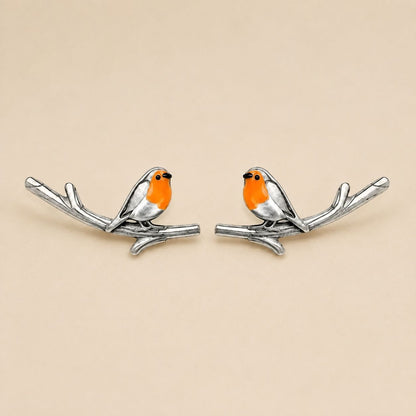 Vintage Birdie Silver Earrings