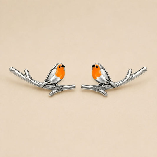 Vintage Birdie Silver Earrings