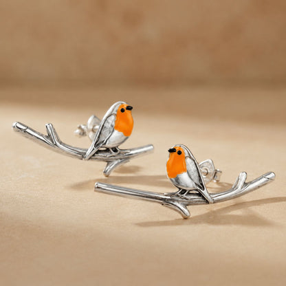 Vintage Birdie Silver Earrings