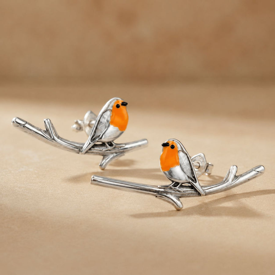 Vintage Birdie Silver Earrings