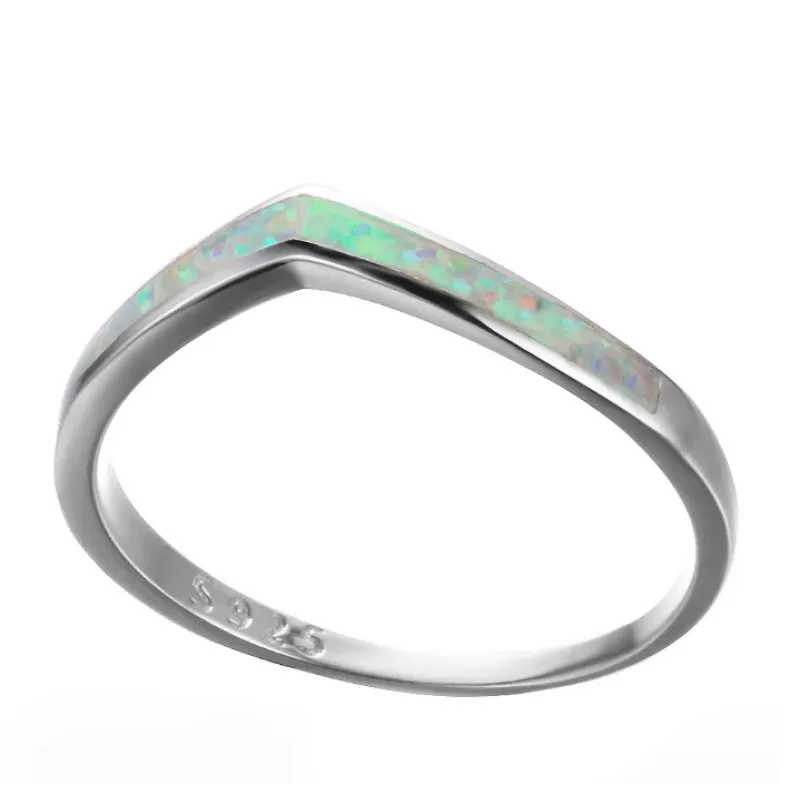 Vintage Sterling Silver Ocean Blue White Opal Fire Rings