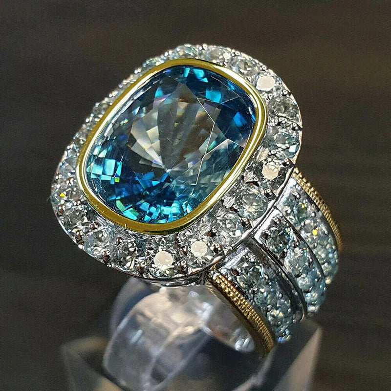 Vintage Blue Glass Bright Ring-Lydieannejewelry