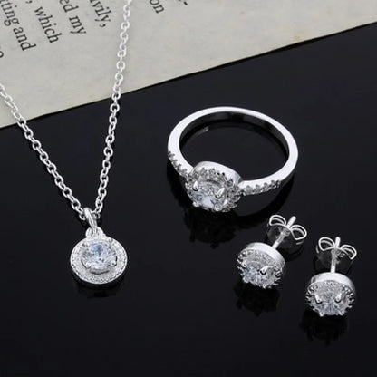 Vintage Silver Zircon Jewelry Set
