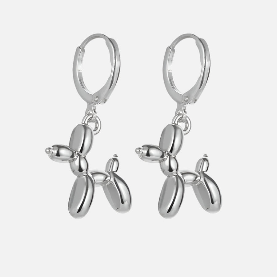 Gold Huggie Earrings with Mini Balloon Dog Charm
