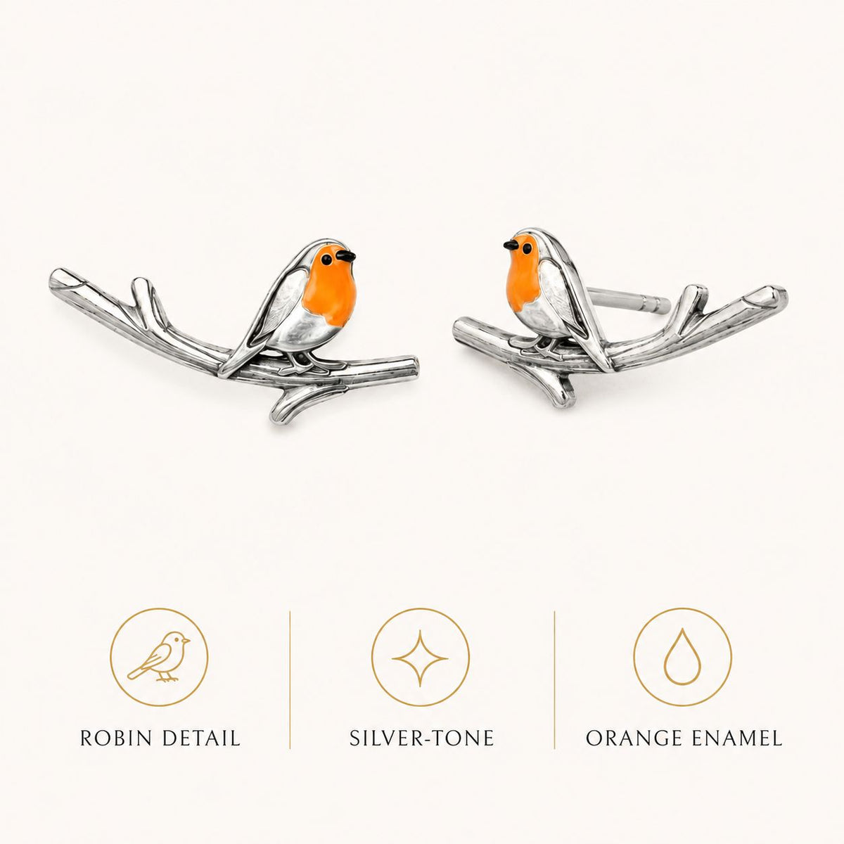 Vintage Birdie Silver Earrings