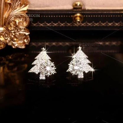 Vintage Christmas Tree Sparkling Earrings