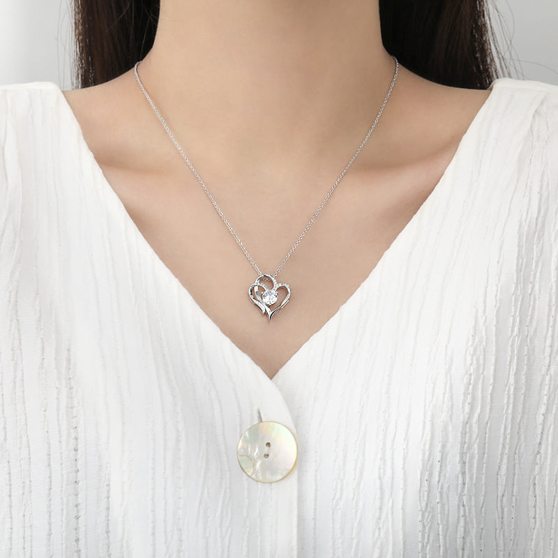 Double Heart Design with Sparkling Zirconia