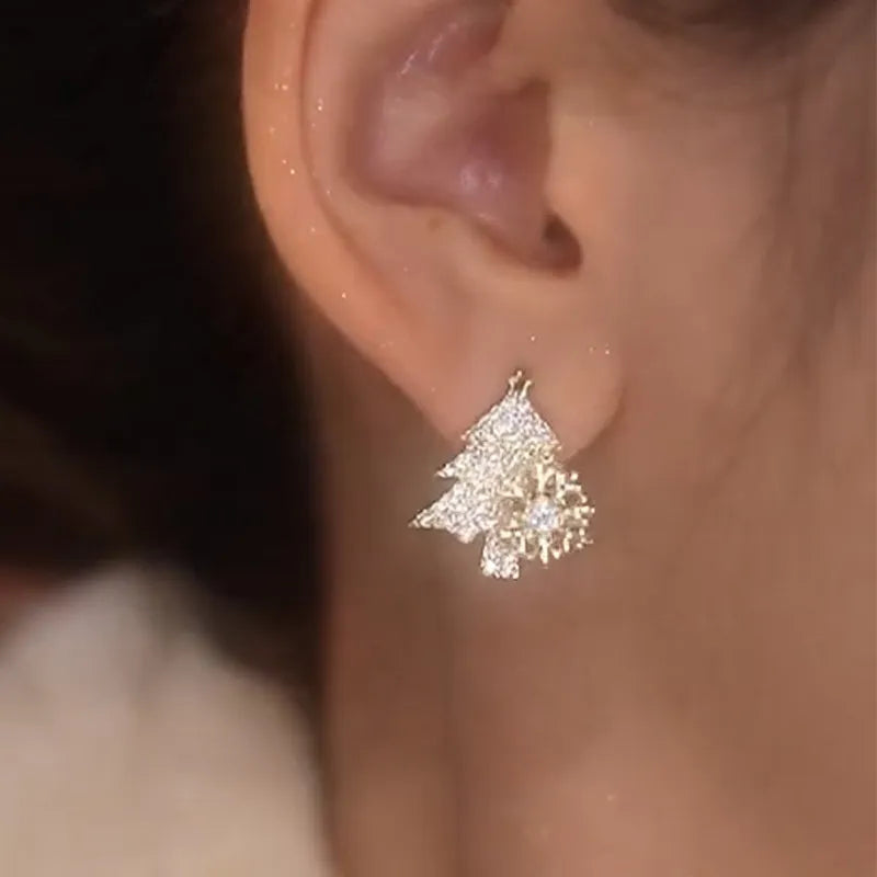 Vintage Christmas Tree Sparkling Earrings