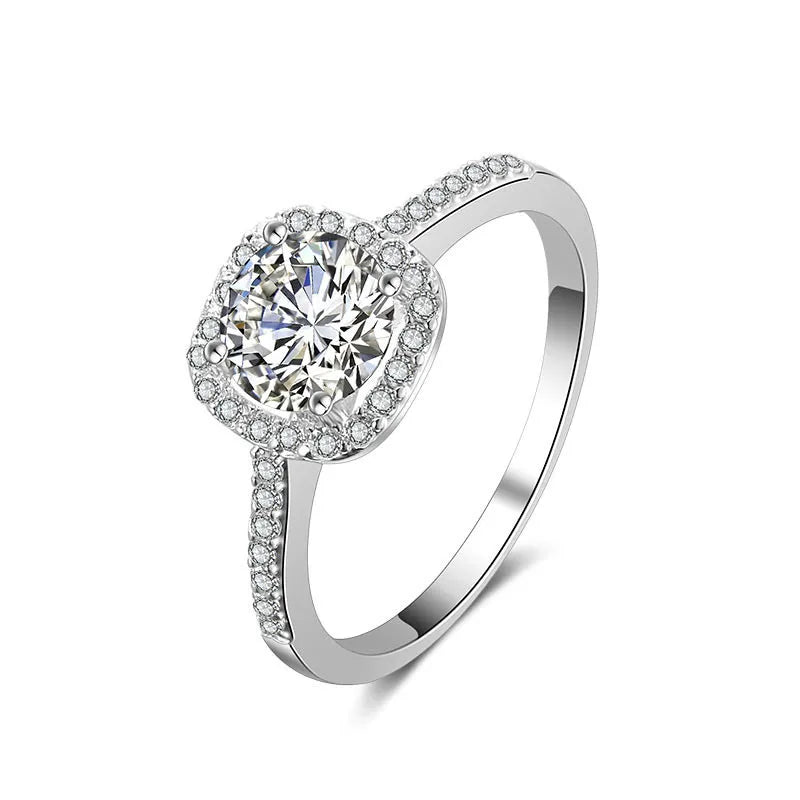 Sparkling Silver Square Ring