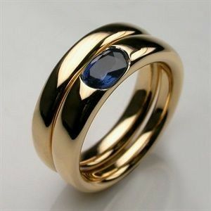 Vintage Golden & Blue Zirconia Ring-Lydieannejewelry
