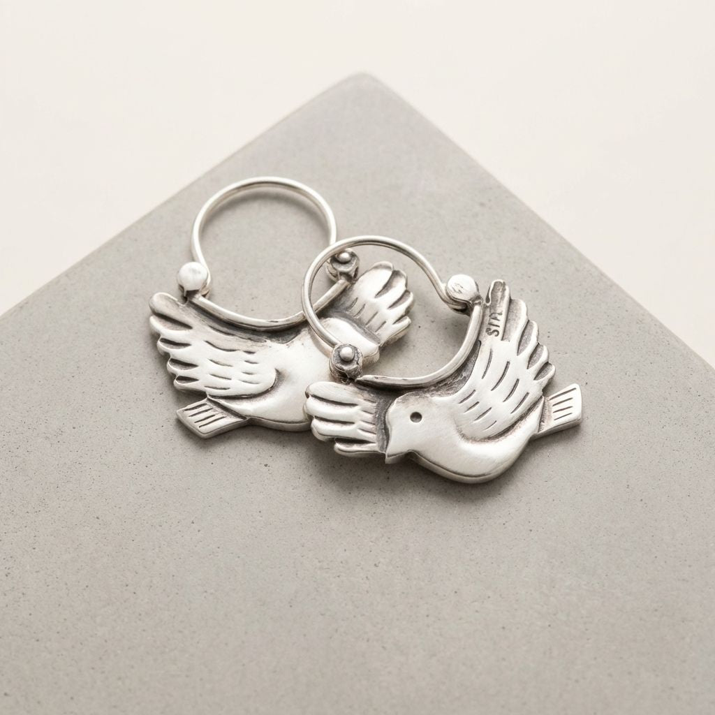 Vintage Bird Earrings in Silver