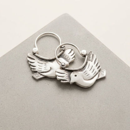 Vintage Bird Earrings in Silver