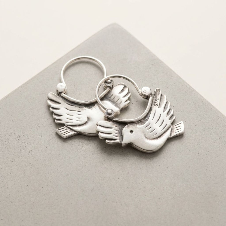 Vintage Bird Earrings in Silver