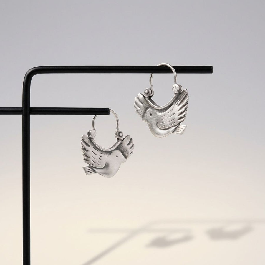 Vintage Bird Earrings in Silver