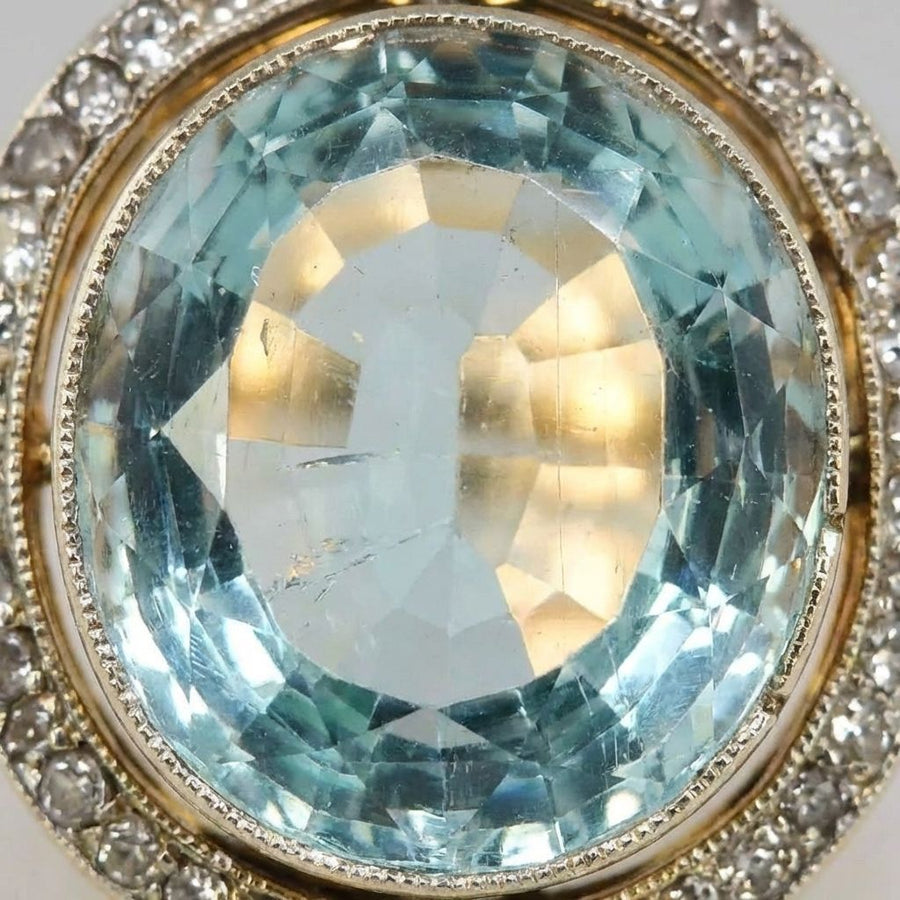 Vintage Blue Crystal Ball Gold Ring