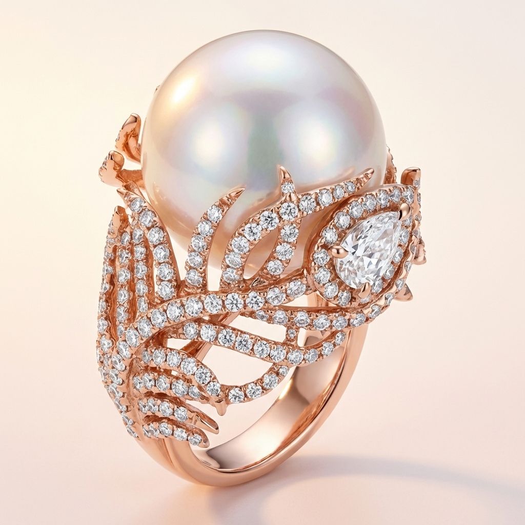 Vintage Bright Inlaid Pearl Ring