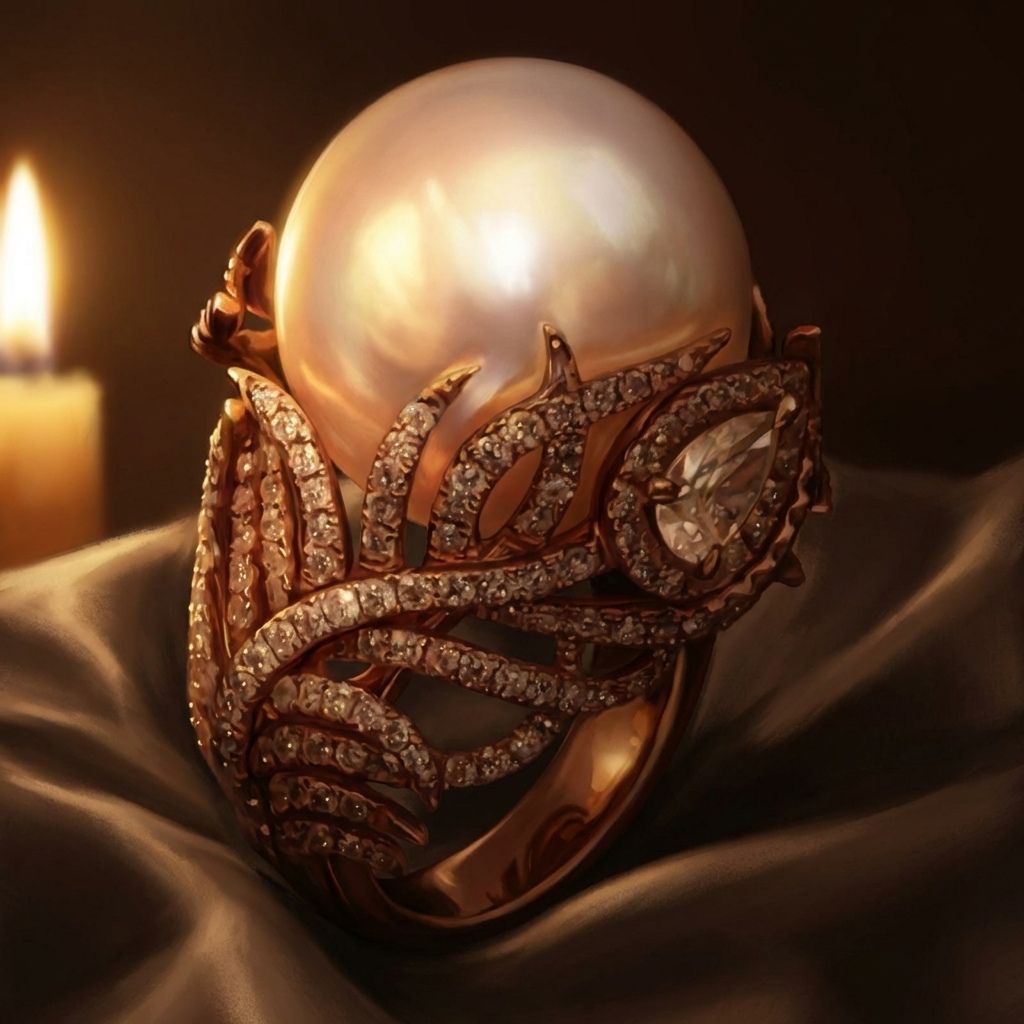Vintage Bright Inlaid Pearl Ring