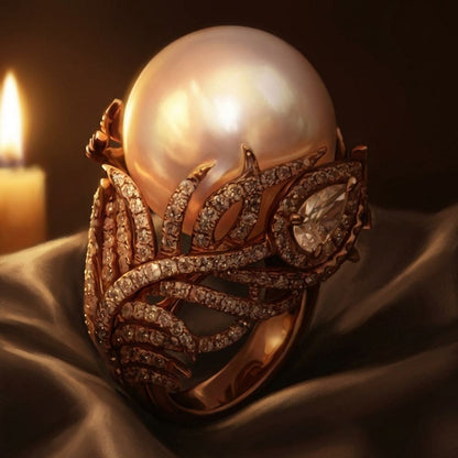 Vintage Bright Inlaid Pearl Ring