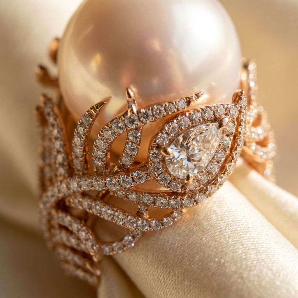 Vintage Bright Inlaid Pearl Ring