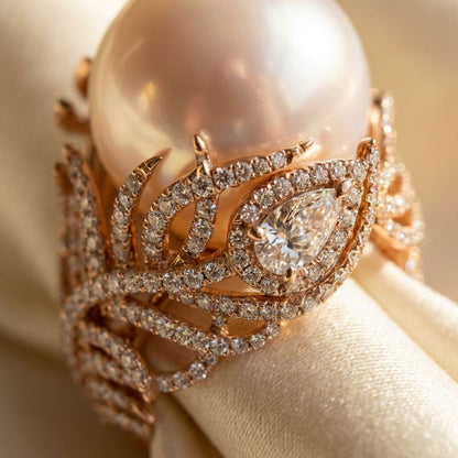 Vintage Bright Inlaid Pearl Ring