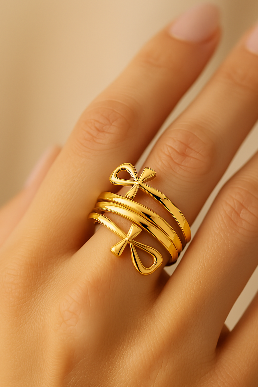Gold Open Loop Faith Ring-Lydieannejewelry