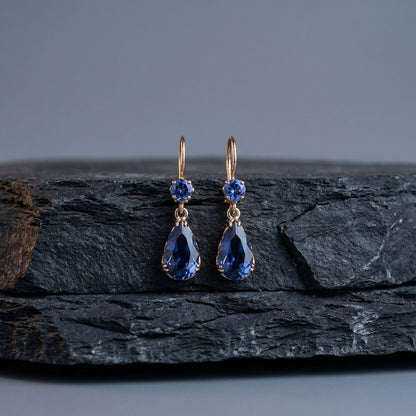 Vintage Dangling Blue Drop Earrings