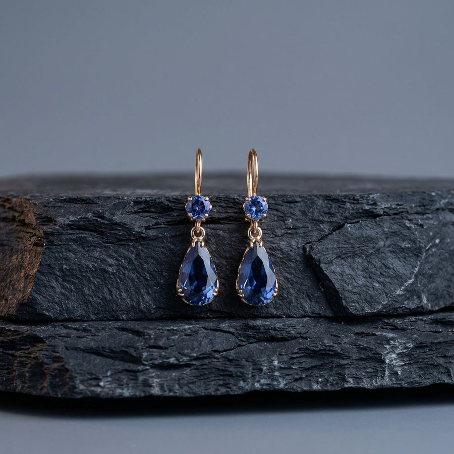 Vintage Dangling Blue Drop Earrings
