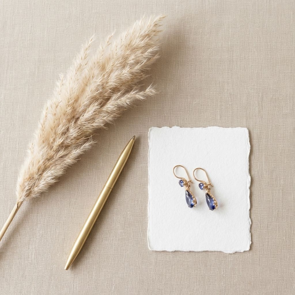 Vintage Dangling Blue Drop Earrings