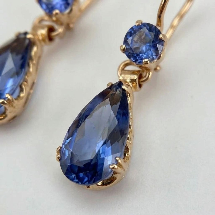 Vintage Dangling Blue Drop Earrings