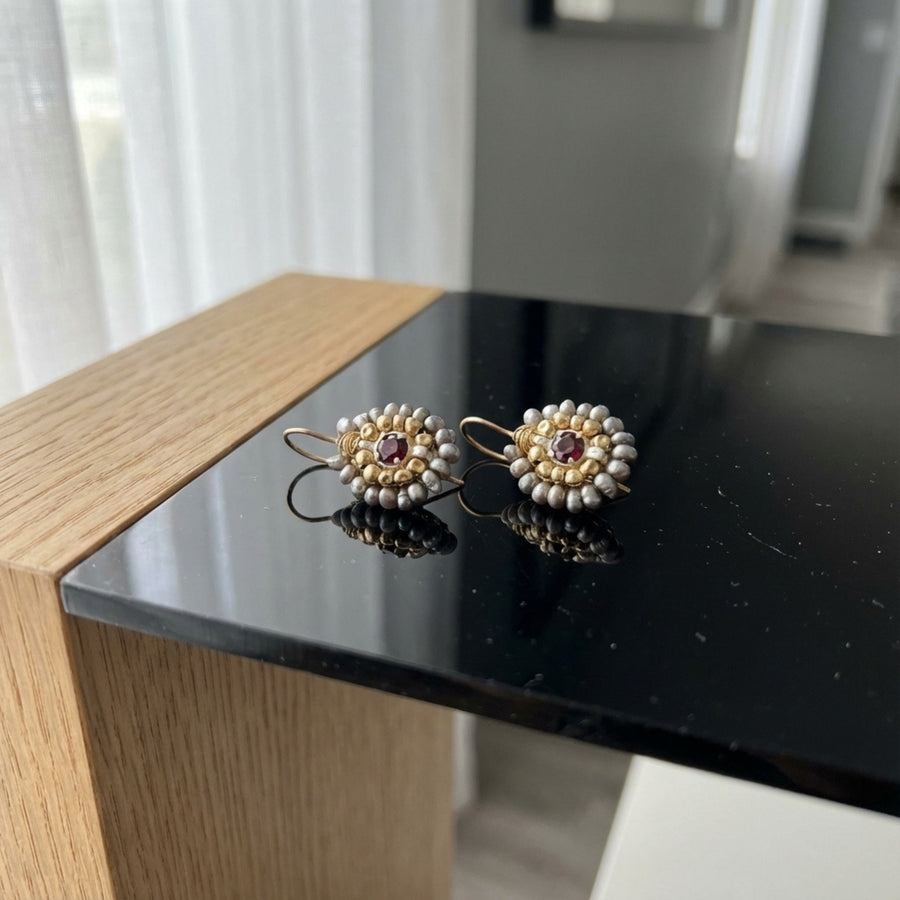Vintage Golden & Grey Stones Earrings
