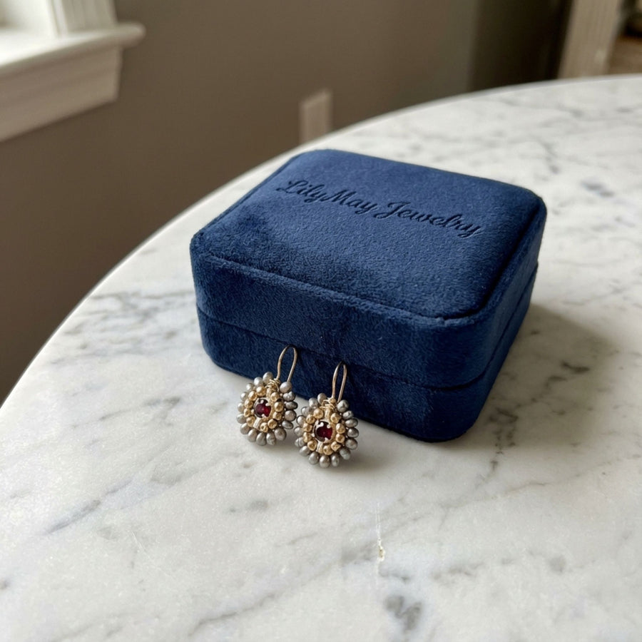 Vintage Golden & Grey Stones Earrings