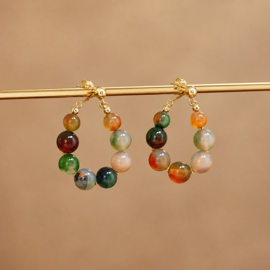 Colorful Stones Hoop Earrings