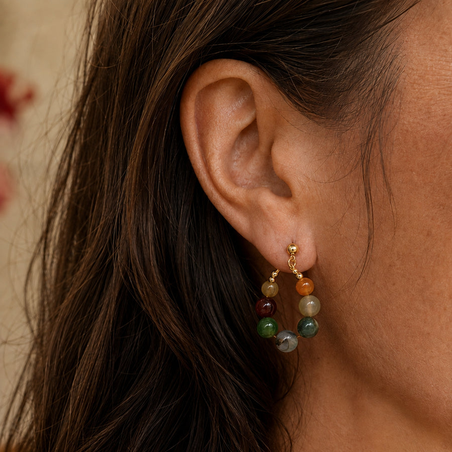 Colorful Stones Hoop Earrings