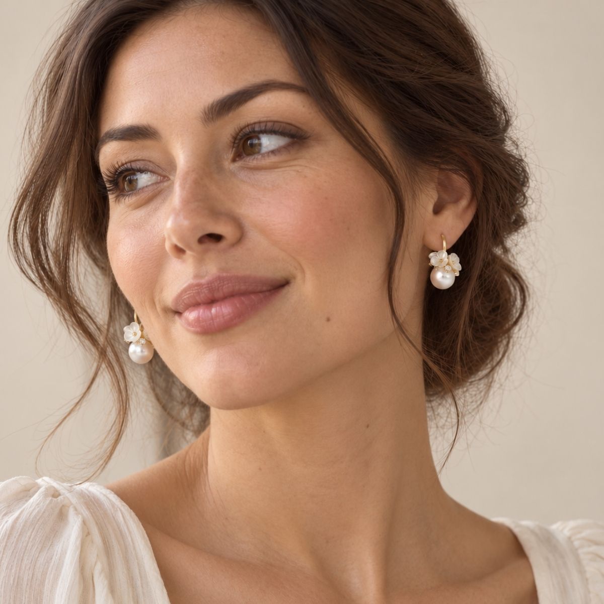Vintage Flower Pearl Ball Pendant Earrings
