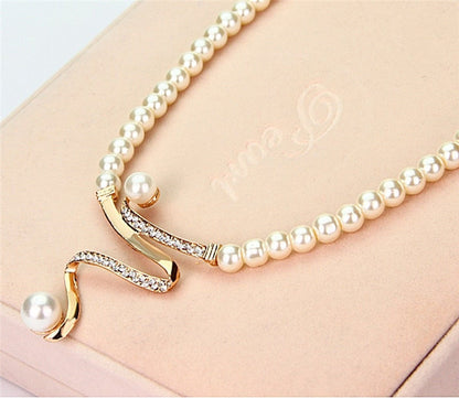 Natural Pearl Necklace + Earrings Set-Lydieannejewelry
