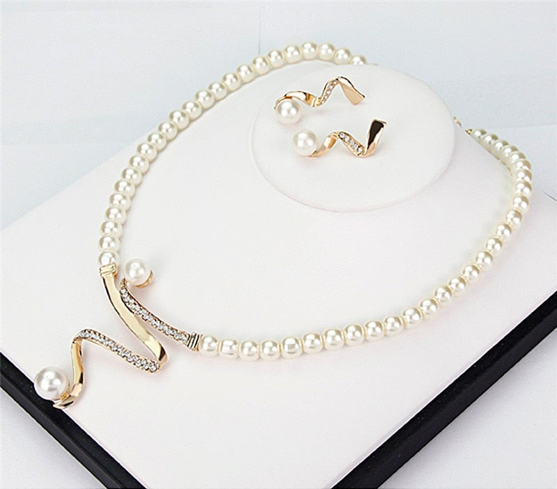 Natural Pearl Necklace + Earrings Set-Lydieannejewelry