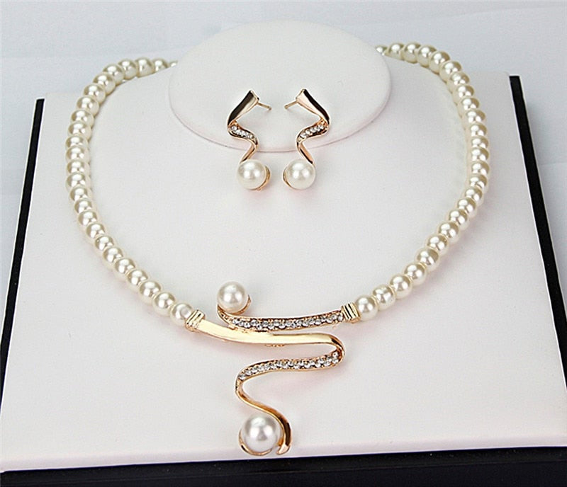 Natural Pearl Necklace + Earrings Set-Lydieannejewelry
