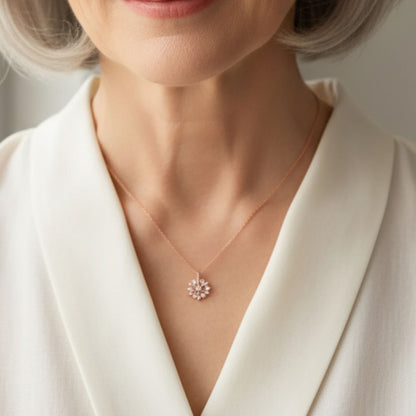 Rotatable Silver Snowflake Necklace