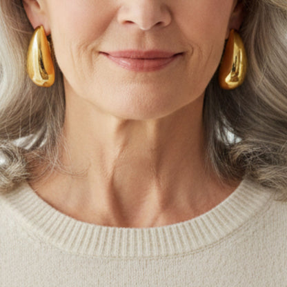 Elegant Gold Water Drop Glossy Earrings