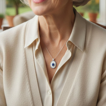 Luxury Sapphire & Diamond Pendant Necklace