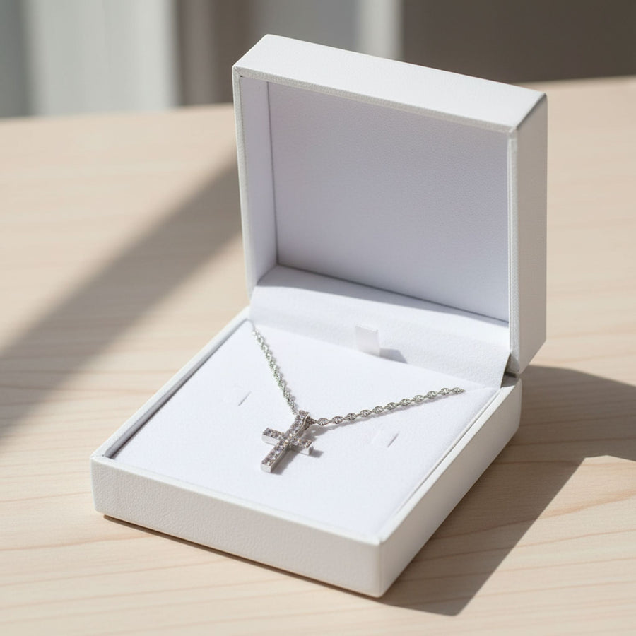 Retro Gold & Silver Cross Pendant Necklace