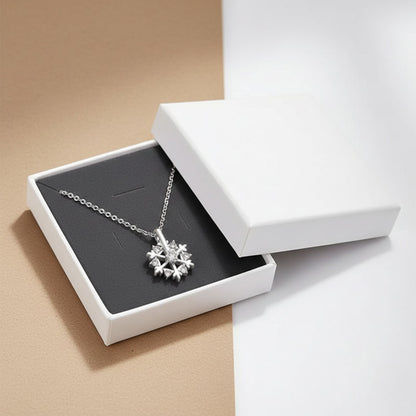 Rotatable Silver Snowflake Necklace