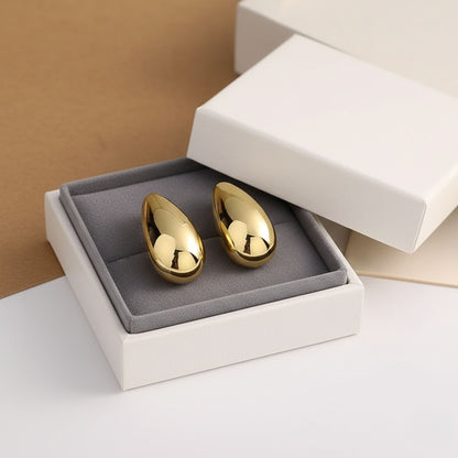 Elegant Gold Water Drop Glossy Earrings